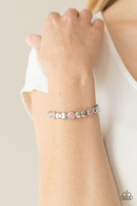 Dimensional Dazzle - Pink Rhinestone Stretchy Bracelet - Paparazzi Accessories