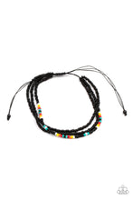 Load image into Gallery viewer, Basecamp Boyfriend - Black and Multi Color Seed Beed Pull-Tie Bracelet - Paparazzi Accessories