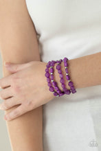 Load image into Gallery viewer, Nice GLOWING! - Purple Bead Stretchy Bracelets - Paparazzi Accessories