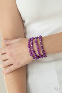 Nice GLOWING! - Purple Bead Stretchy Bracelets - Paparazzi Accessories