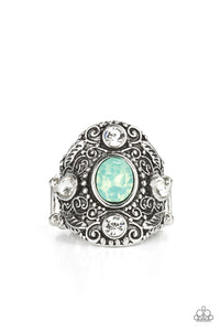 In The Limelight - Green Gem and Filigree Ring - Paparazzi Accessories