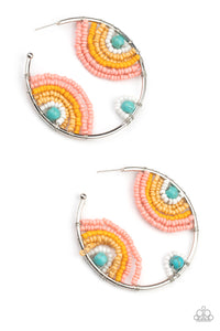 Rainbow Horizons - Multi Color Seed Bead Hoop Earrings - Paparazzi Accessories