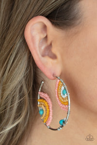 Rainbow Horizons - Multi Color Seed Bead Hoop Earrings - Paparazzi Accessories