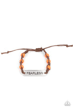 Load image into Gallery viewer, Conversation Piece - Orange Bead and Leather &quot;Fearless&quot; Urban Pull-Tie Bracelet - Paparazzi Accessories