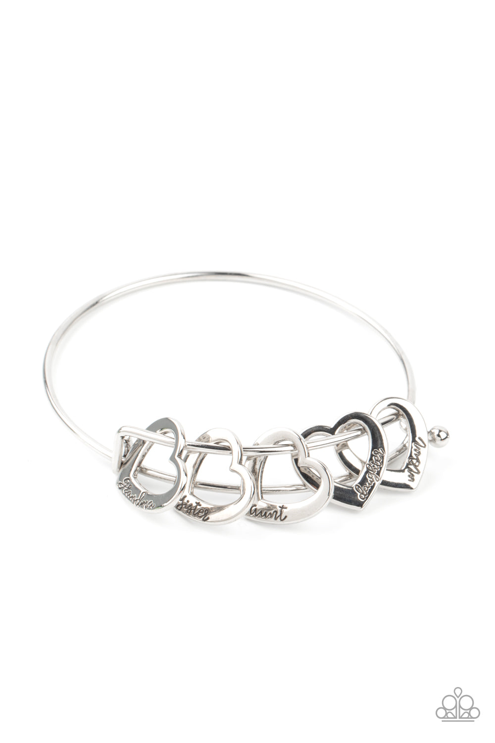 A Charmed Society - Silver Heart (Mom, Grandma, Sister, Aunt, Daughter) Charm Bangle Bracelet - Paparazzi Accessories