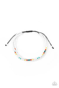 Basecamp Boyfriend - White and Multi Colored Seed Bead Urban Bracelet - Paparazzi Accessories