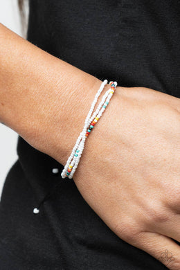 Basecamp Boyfriend - White and Multi Colored Seed Bead Urban Bracelet - Paparazzi Accessories