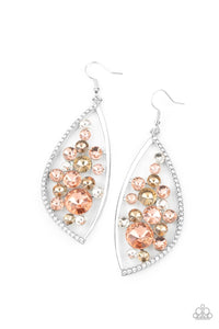 Sweetly Effervescent - Multi - Peach and Golden Rhinestone Earrings - Paparazzi Accessories