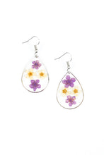 Load image into Gallery viewer, Perennial Prairie - Multi Yellow and Purple Flower Teardrop Earrings - Paparazzi Accessories