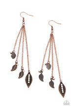 Load image into Gallery viewer, Chiming Leaflets - Copper Leaf Earrings - Paparazzi Accessories