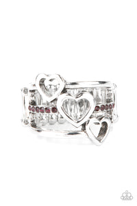 Give Me AMOR - Purple Rhinestone and Heart Ring - Paparazzi Accessories