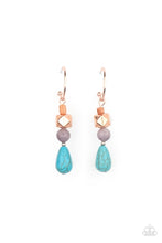 Load image into Gallery viewer, Boulevard Stroll - Copper, Gray, and Turquoise Crackle Stone Hoop Earrings - Paparazzi Accessories