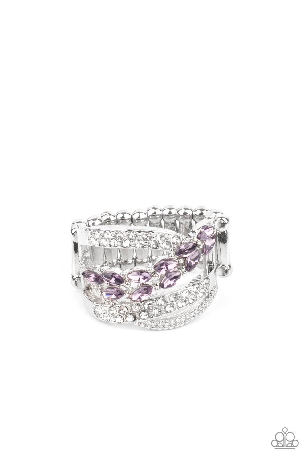 Emulating Elegance - Purple and White Rhinestone Ring - Paparazzi Accessories