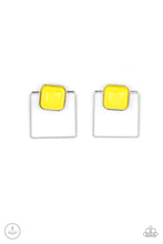 Load image into Gallery viewer, FLAIR and Square - Yellow Square Jacket Earrings - Paparazzi Accessories