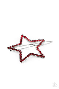 Stellar Standout - Red Rhinestone Star Hair Clip - Paparazzi Accessories