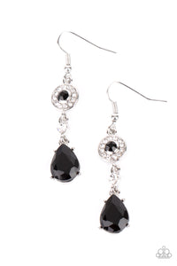 Graceful Glimmer - Black Rhinestone Teardrop Earrings - Paparazzi Accessories