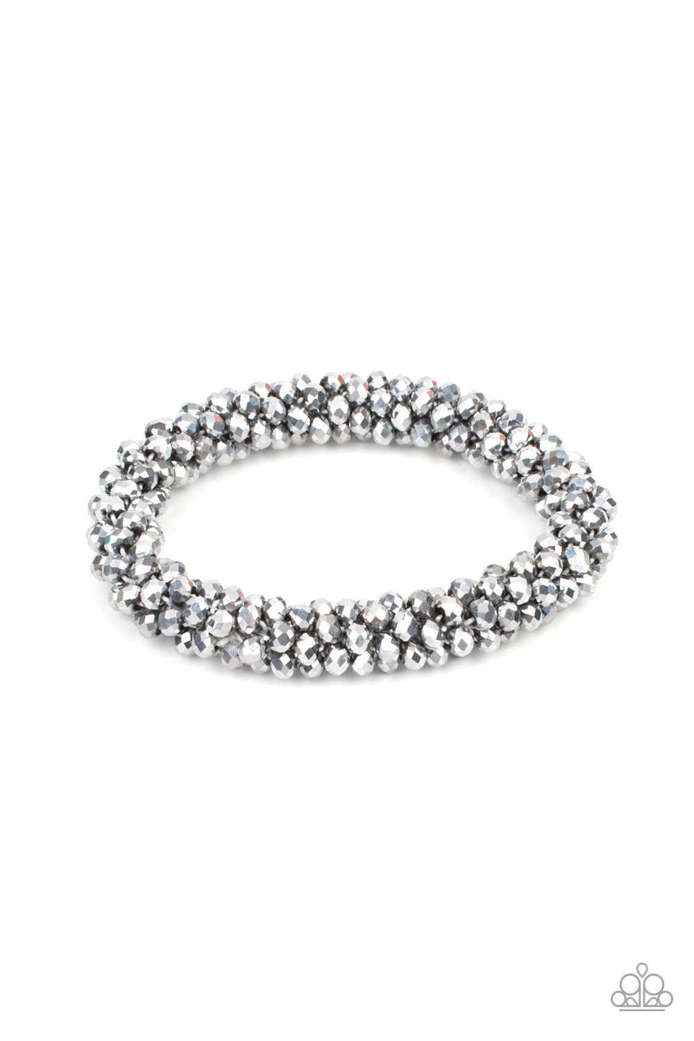 Wake Up and Sparkle - Silver Bead Stretchy Bracelet - Paparazzi Accessories