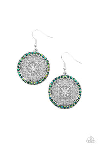 Bollywood Ballroom - Green Iridescent Rhinestone Earrings - Paparazzi Accessories