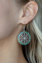 Load image into Gallery viewer, Bollywood Ballroom - Green Iridescent Rhinestone Earrings - Paparazzi Accessories