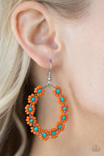 Load image into Gallery viewer, Festively Flower Child - Orange and Blue Flower Earrings - Paparazzi Accessories