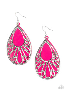 Loud and Proud - Pink And Silver Teardrop Earrings - Paparazzi Accessories