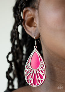 Loud and Proud - Pink And Silver Teardrop Earrings - Paparazzi Accessories
