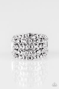 Truly Treasured - Silver Hematite Rhinestone Ring - Paparazzi Accessories