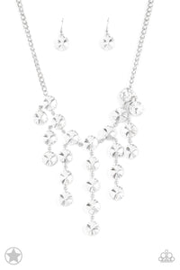 Spotlight Stunner - Cascading White Rhinestone Necklace - Paparazzi Accessories