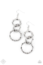 Load image into Gallery viewer, Shameless Shine - White Rhinestone and Silver Ring Earrings - Paparazzi Accessories