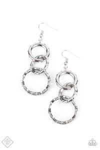 Shameless Shine - White Rhinestone and Silver Ring Earrings - Paparazzi Accessories