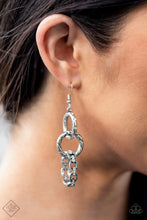 Load image into Gallery viewer, Shameless Shine - White Rhinestone and Silver Ring Earrings - Paparazzi Accessories