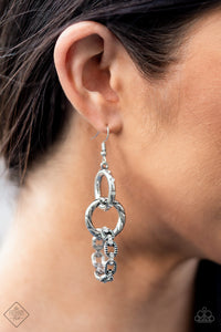 Shameless Shine - White Rhinestone and Silver Ring Earrings - Paparazzi Accessories