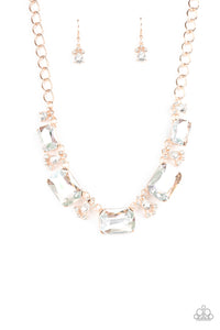 Flawlessly Famous - Multi Iridescent and Rose Gold Necklace - Paparazzi Accessories