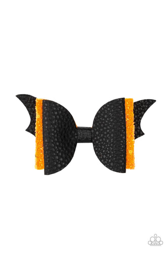 SPOOK-taculer, SPOOK-taculer - Black and Orange Bat Hair Bow - Paparazzi Accessories