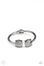 Load image into Gallery viewer, Spark and Sizzle - Black Hematite Rhinestone Hinge Cuff Bracelet - Paparazzi Accessories
