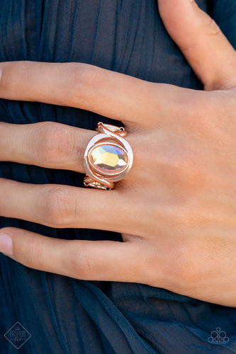 Mystical Treasure - Rose Gold and Iridescent Ring - Paparazzi Accessories