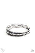 Load image into Gallery viewer, Exquisitely Empirical - White Rhinestone and Black Hinge Bracelet - Paparazzi Accessories