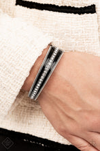 Load image into Gallery viewer, Exquisitely Empirical - White Rhinestone and Black Hinge Bracelet - Paparazzi Accessories