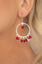 Load image into Gallery viewer, Bubbly Buoyancy - Red Bead and Silver Disc Earrings - Paparazzi Accessories