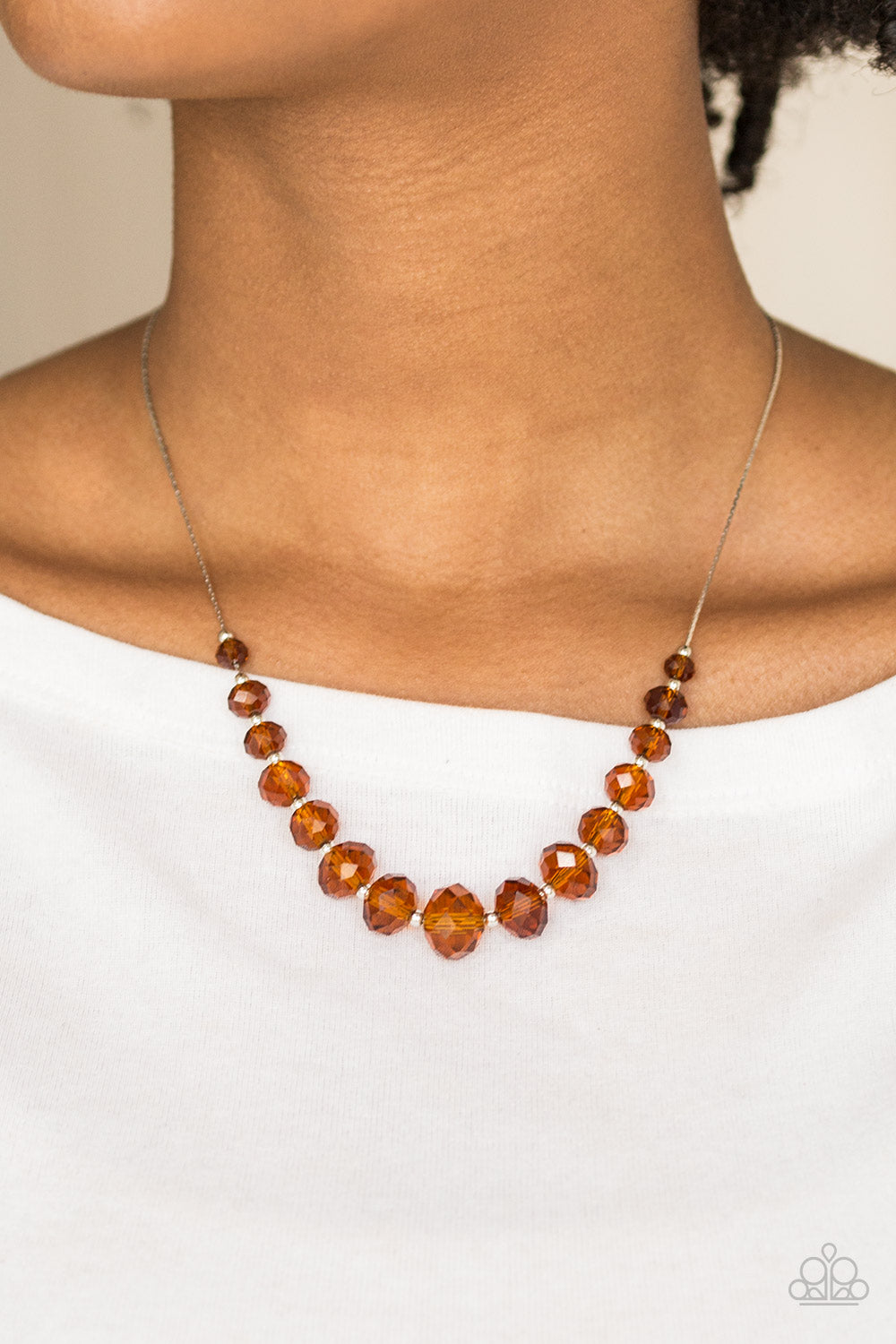 Crystal Carriages - Brown Crystal Bead Necklace - Paparazzi Accessories