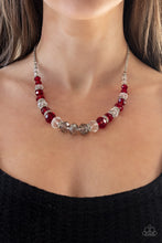 Load image into Gallery viewer, Distracted by Dazzle - Red, White, and Smoky Crystal Bad Necklace - Paparazzi Accessories