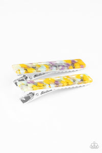 Get Outta HAIR! - Multi - Yellow, Green, Purple, and Blue Acrylic Hair Clip - Paparazzi Accessories
