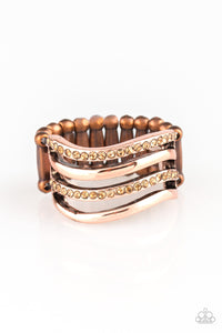 Pageant Wave - Copper Ring - Paparazzi Accessories - All That Sparkles XOXO