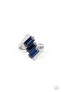 Triple Razzle - Blue and White Rhinestone Ring - Paparazzi Accessories