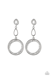 On The Glamour Scene - White Rhinestone Earrings - Paparazzi Accessories