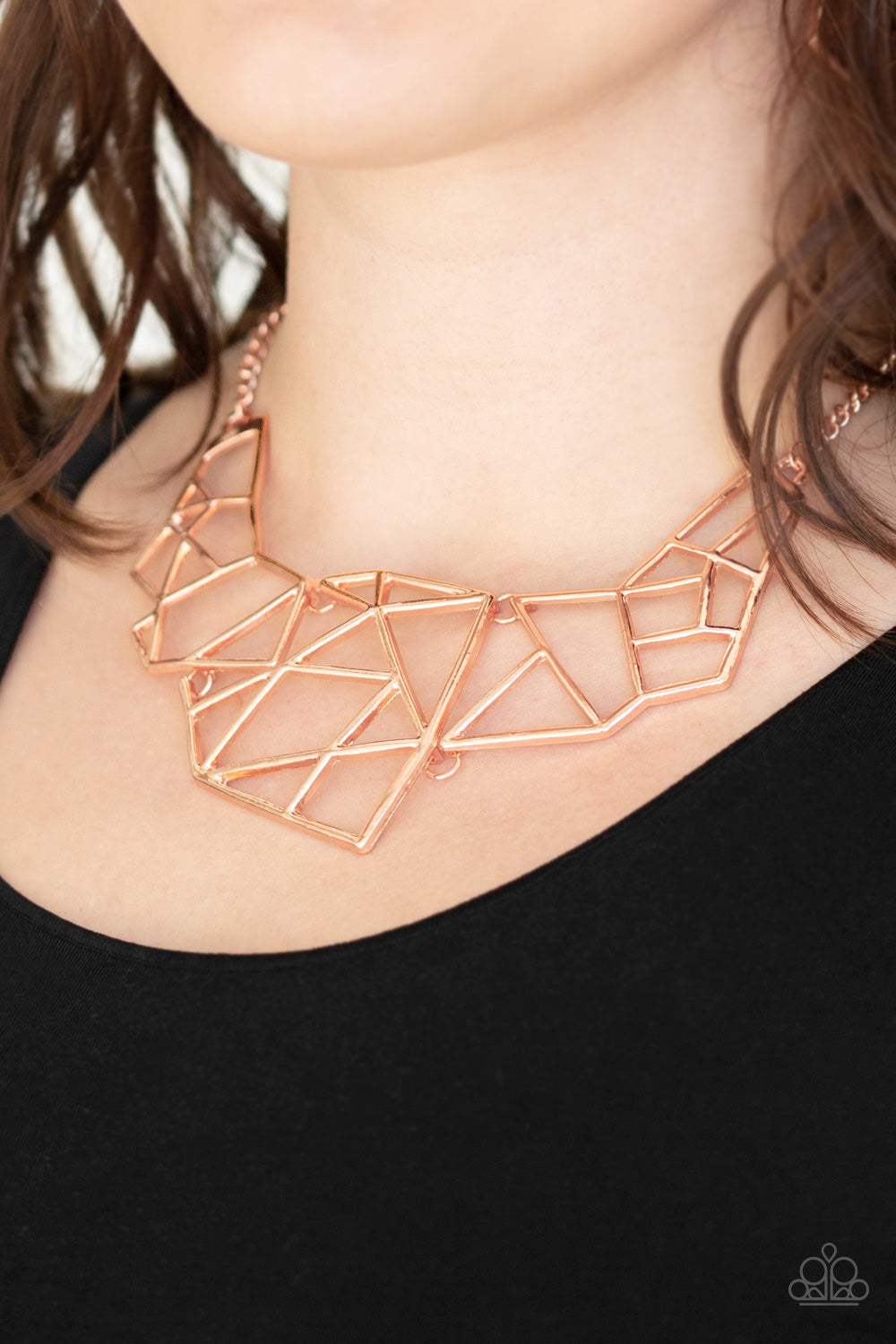 World Shattering - Copper Geometric Necklace - Paparazzi Accessories
