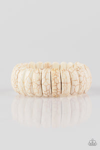 Peacefully Primal - White Crackle Stone Stretchy Bracelet - Paparazzi Accessories