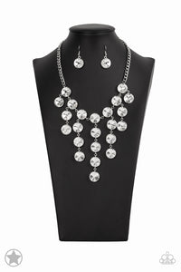 Spotlight Stunner - Cascading White Rhinestone Necklace - Paparazzi Accessories