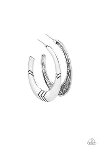 Tribe Pride - Silver Tribal Inspired Hoop Earrings - Paparazzi Accessories - All That Sparkles Xoxo 