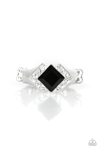 Wallstreet Winner - Black and White Rhinestone Ring - Paparazzi Accessories - All That Sparkles XOXO